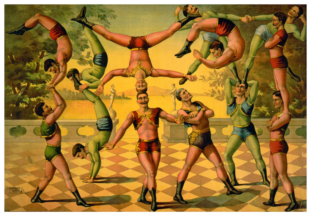 Trupe de acrobatas masculinos, c.1891 de American School