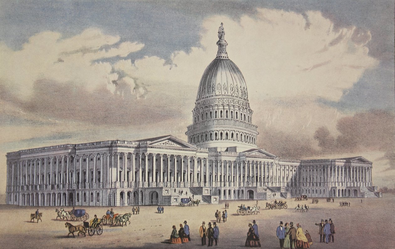 Capitólio dos Estados Unidos - Washinton, DC, pub. 1865, Currier & Ives de American School