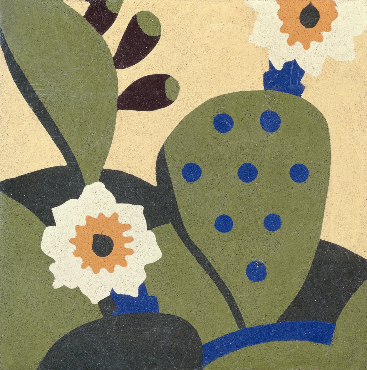 Telha de sala do oeste do Texas representando cactos, c.1936 (cerâmica) de American School