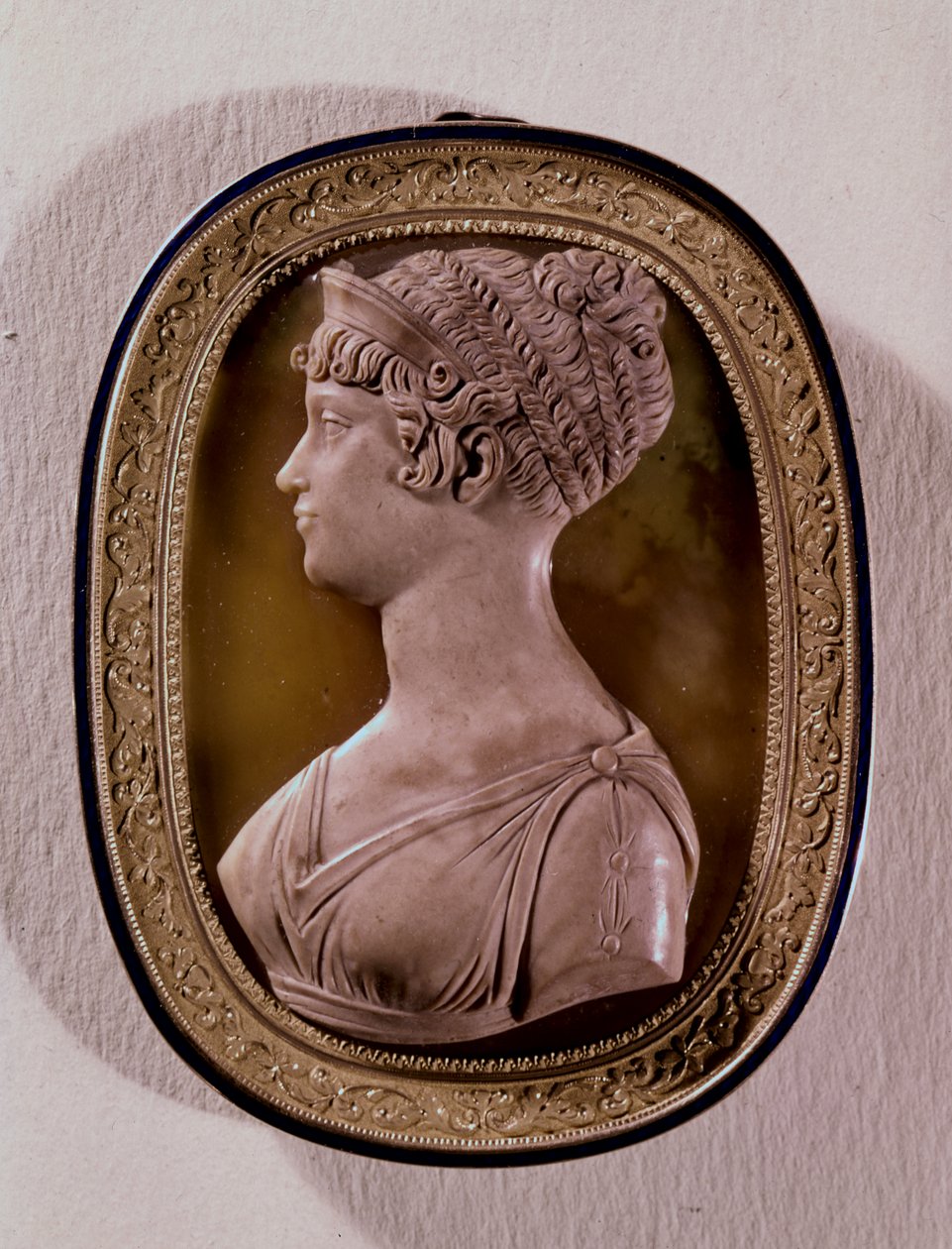 Cameo de Carolina Augusta, 4ª esposa de Franz II (1768-1835) da Áustria (ônix) de Austrian School