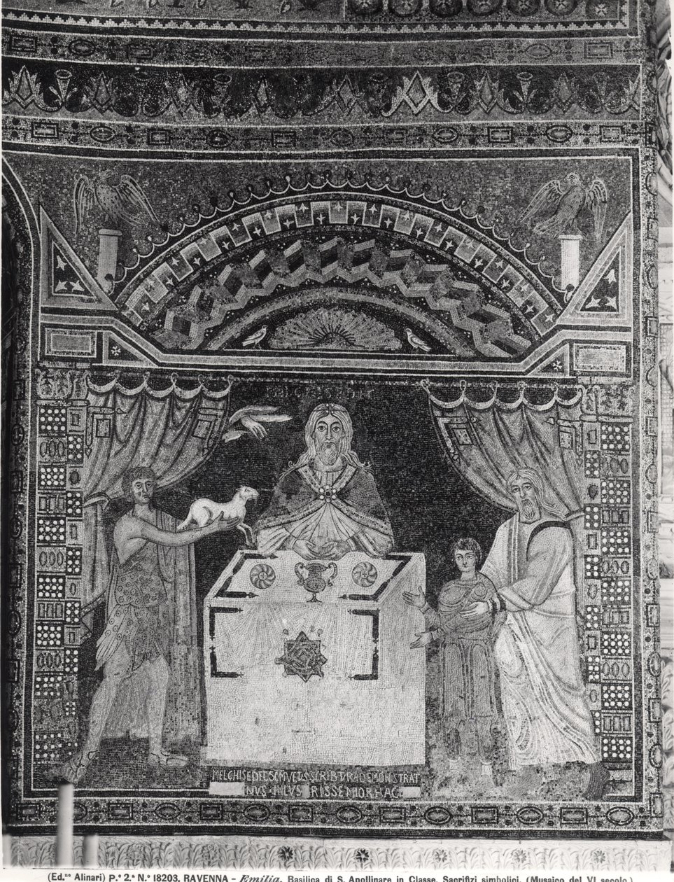 Sacrifício de Melquisedeque (mosaico) de Byzantine School