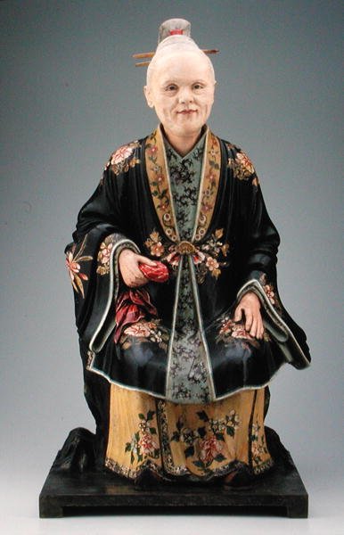 Figura de uma mulher, período Qianlong, c.1780 (gesso policromado) (ver também 207202, 241400 e 241401) de Chinese School