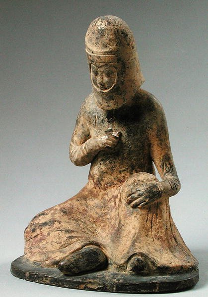 Estatueta funerária de um viajante, Dinastia Tang (618-907) de Chinese School