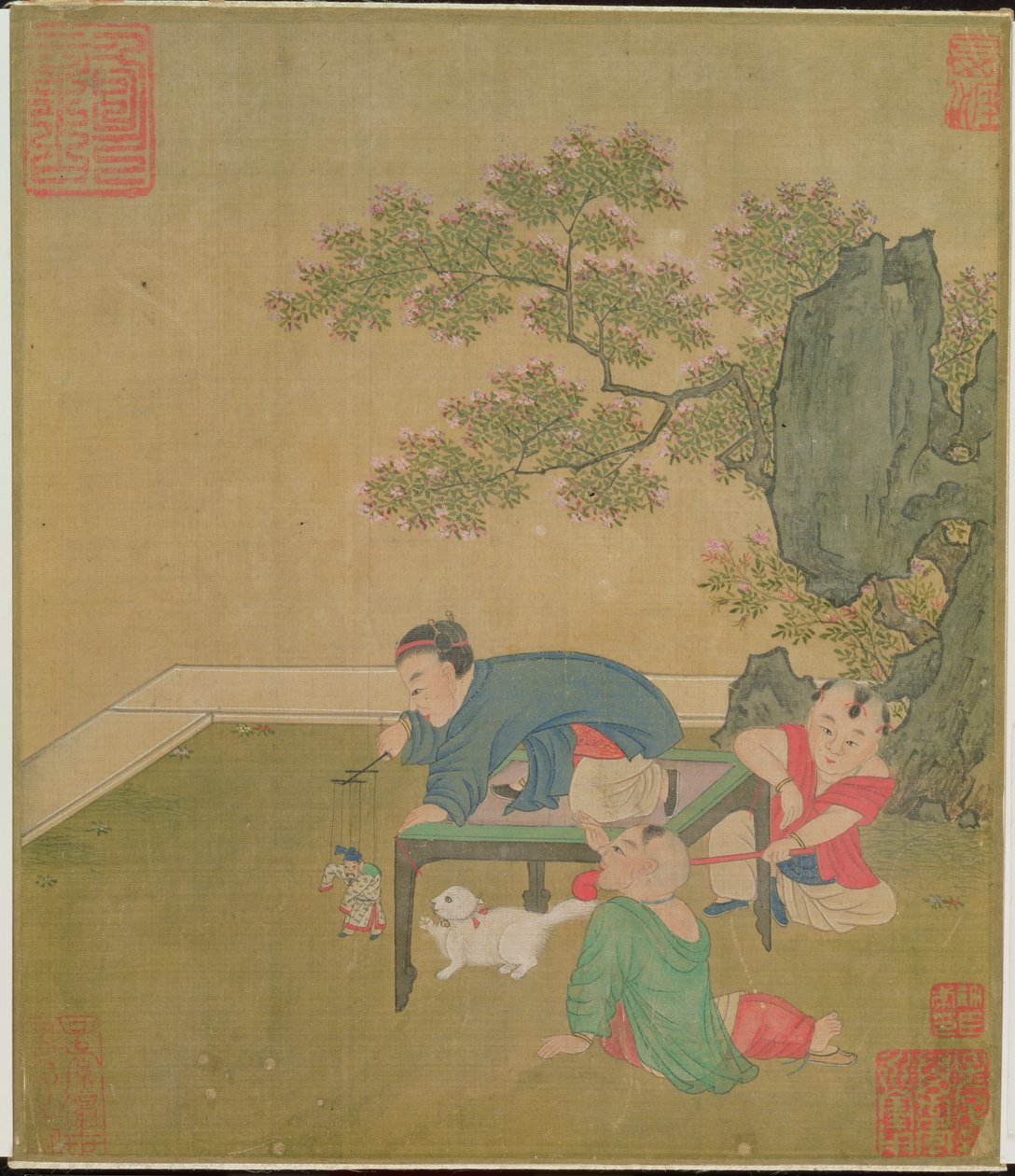 O marionetista, Chien Lung Dynasty (wc na seda) de Chinese School