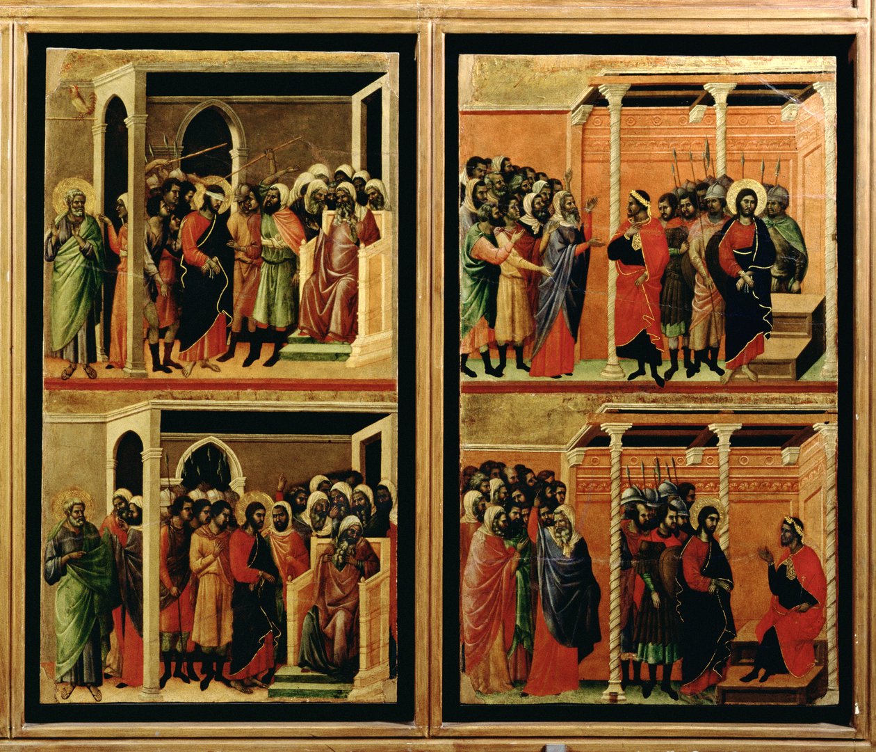 Maesta: onze cenas da paixão, 1308-11 (têmpera no painel) (reverso de 55438) (detalhe de 235966) de Duccio di Buoninsegna