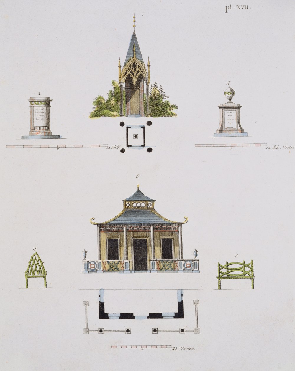 Decorações de jardim, de Magazine of Garden Gems, por G. van Laar, publicado em 1802 (ver também 172966) de Dutch School