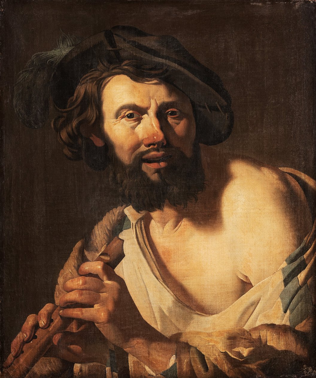 Homem com flauta, 1625 de Dutch School