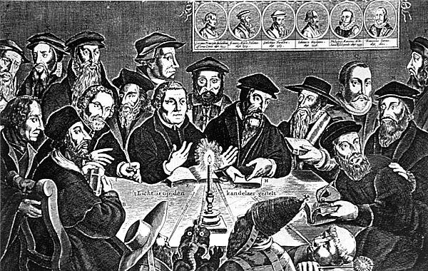 Encontro de Martinho Lutero (1483-1546) e do Papa Leão X (1475-1521) de Dutch School