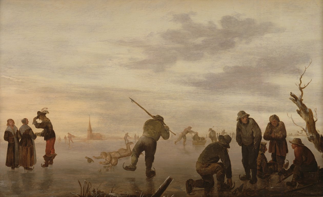 Paisagem de inverno com patinadores de Dutch School
