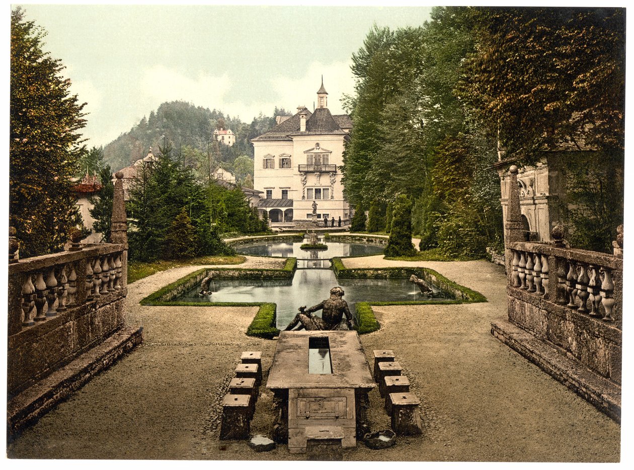 Schloss Hellbrun perto de Salzburg, bar. C 1890 - 1900 (cromolitógrafo) de English Photographer