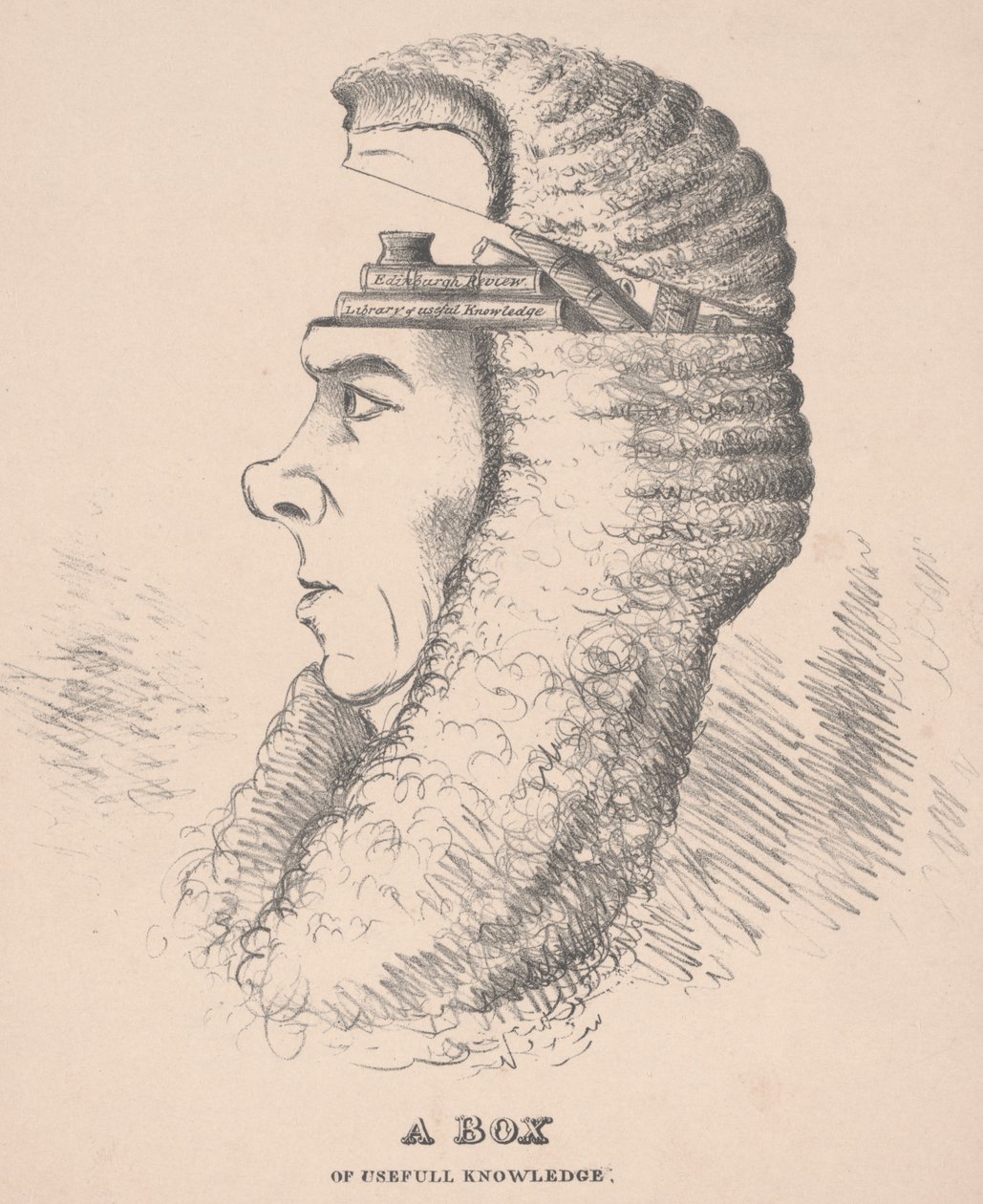 Uma caixa de conhecimento útil: Caricatura de Brougham, 1832 de English School