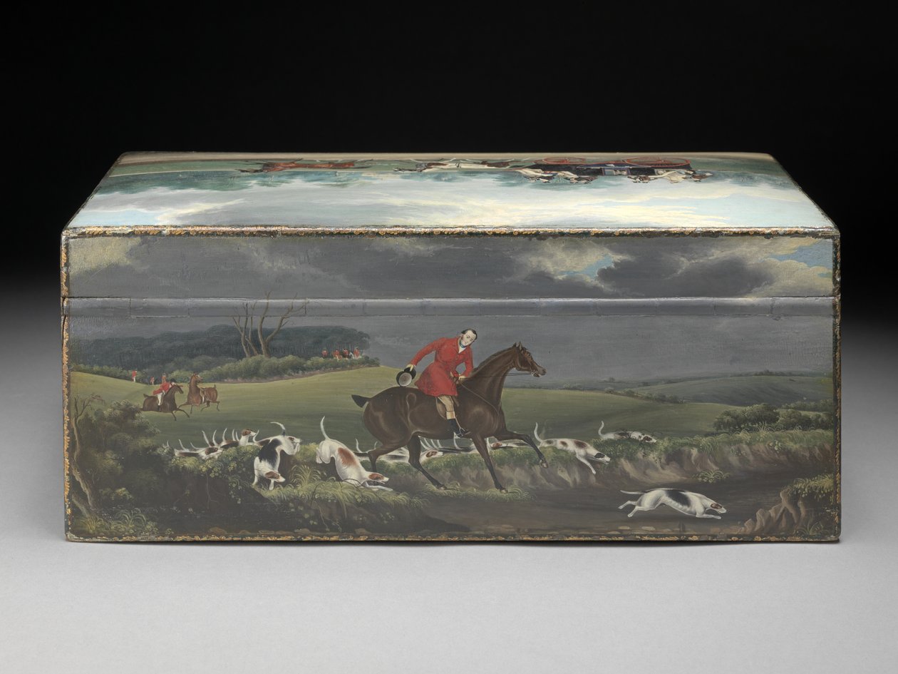 Uma caixa de charutos pintada com cenas de impressões de Taglioni, c.1840 (óleo em madeira de fruta) (ver 285535 para ver de frente) de English School