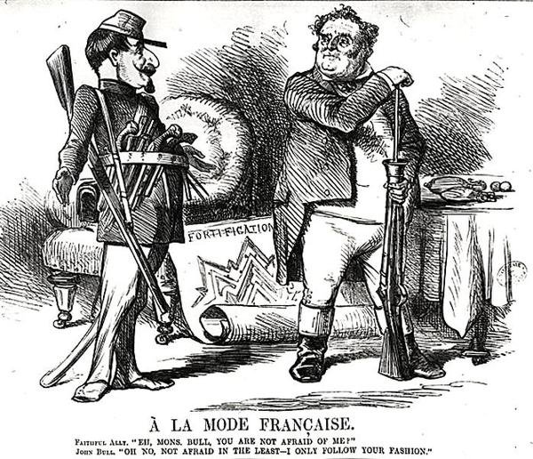 A La Mode Francaise, de Punch, ou a London Charivari, 4 de agosto de 1860 de English School