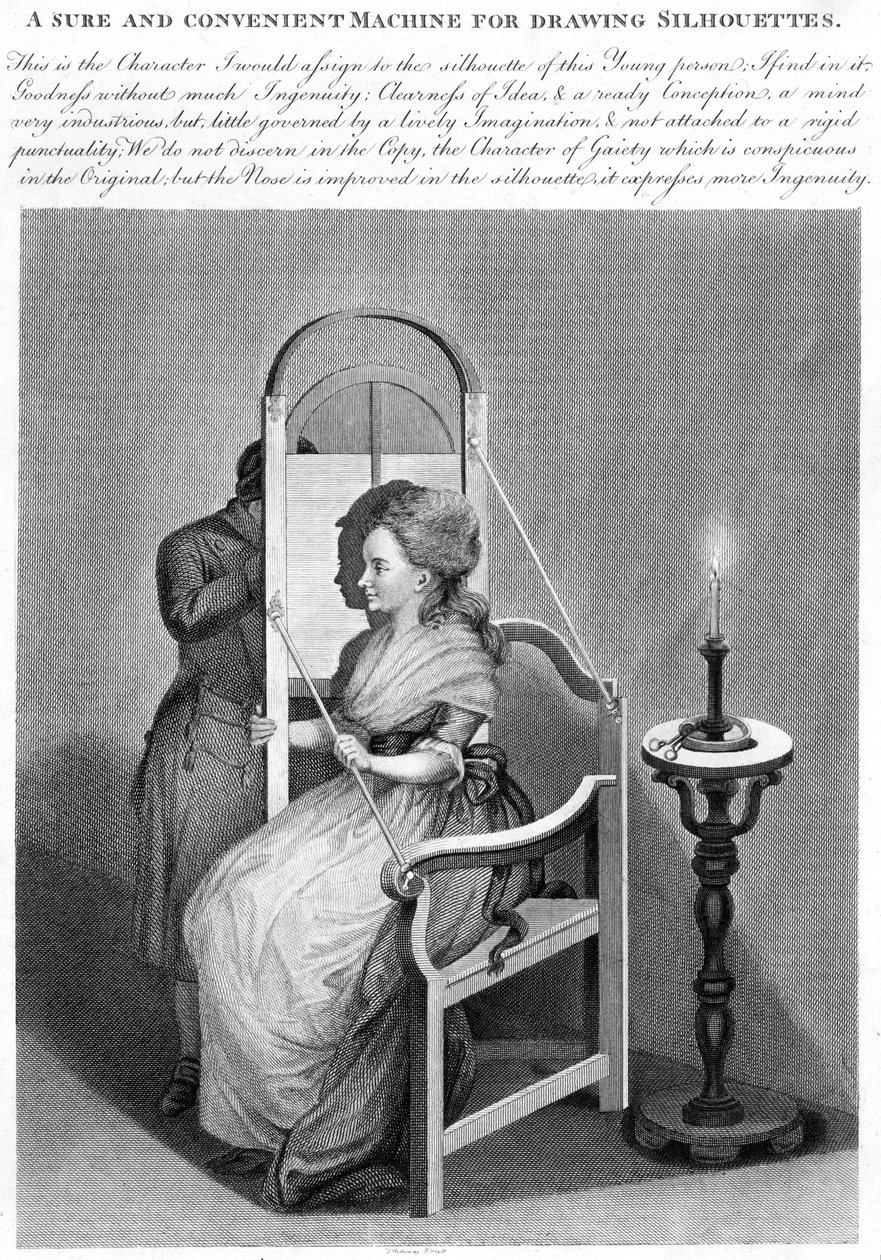 Uma máquina certa e conveniente para desenhar silhuetas, c.1790 de English School