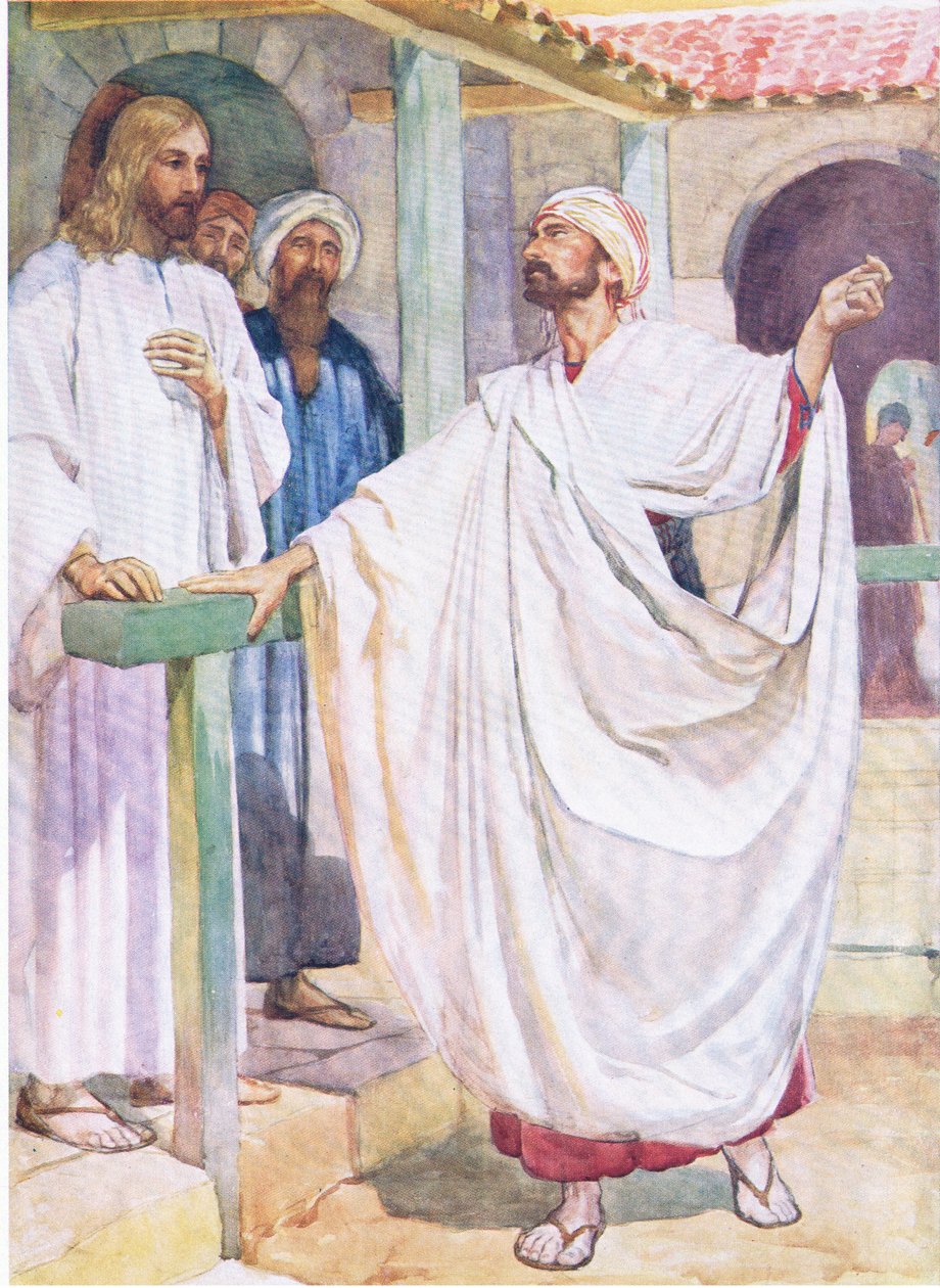 Um nobre procura Jesus, do livro bíblico publicado por Thomas Nelson, c.1950 de English School