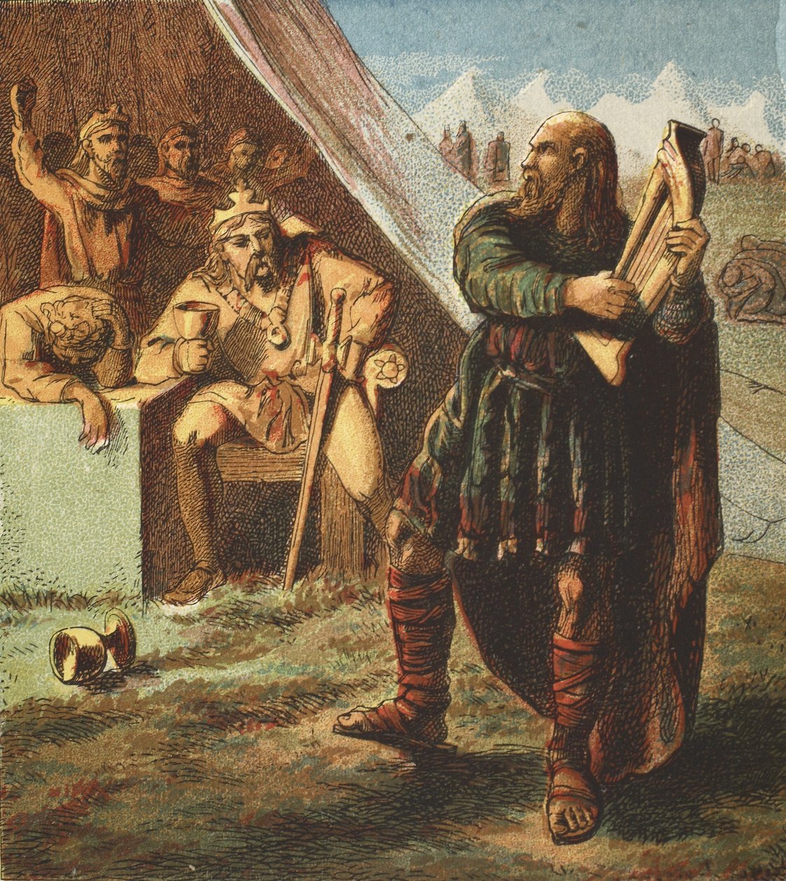 Alfred no acampamento dinamarquês, pub. 1890 de English School