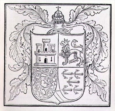 Arms of Columbus, de The Narrative and Critical History of America, editado por Justin Winsor, Londres, 1886 de English School