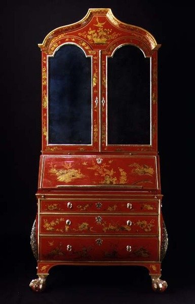 Estante de livros, inglês, c.1700 (japanning vermelho) de English School