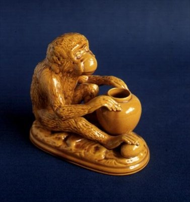 Burmantofts Figura em faiança de macaco (cerâmica) de English School