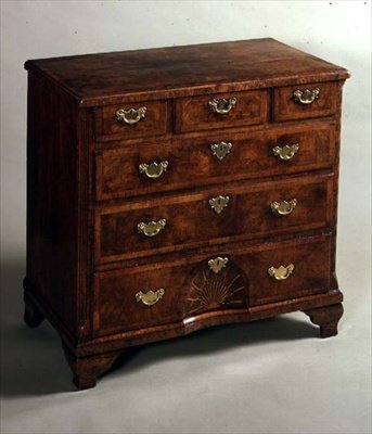 Cômoda com motivo sunburst, 1710 (nogueira) de English School
