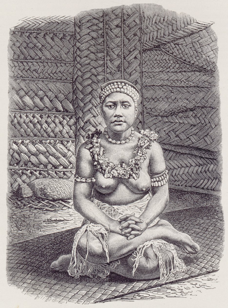 Esposa do chefe de Papua, Samoa, de The History of Mankind, Vol. 1, do Prof. Friedrich Ratzel, 1896 de English School