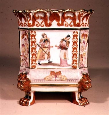 Jardineira de estilo chinês, projetada por John Davenport, c.1820 (cerâmica) de English School