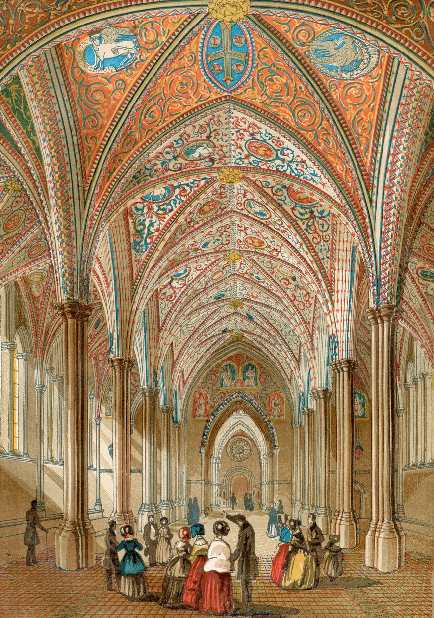 Interior da igreja do templo, Londres, Inglaterra, de Inglaterra velha: Um museu pictórico, bar. 1847 de English School