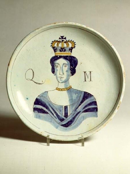 Lambeth Delftware retrato de Queen Mary (cerâmica) de English School