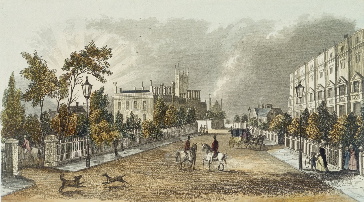 Lansdown Terrace, Cheltenham, gravado por D. Eichbaum, c.1840 de English School