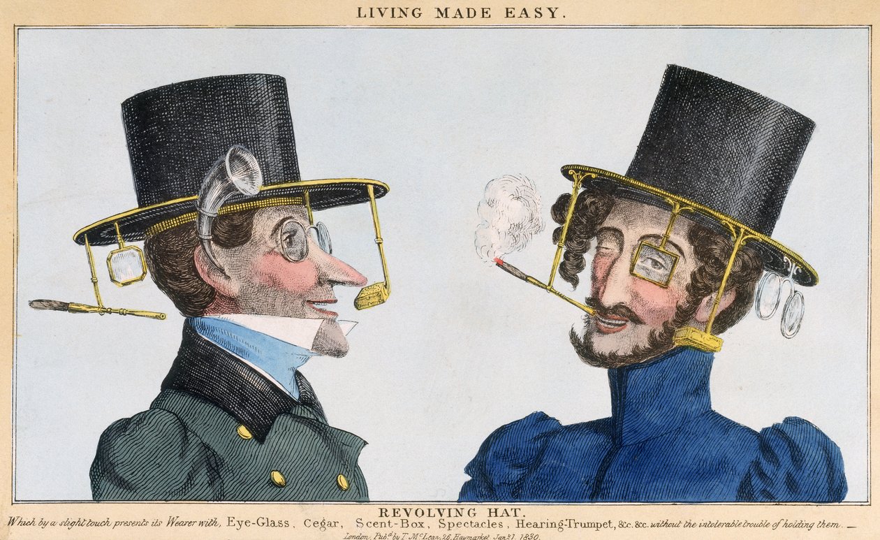 Living Made Easy - Chapéu Rotativo, publicado por Thomas McLean, 1º de janeiro de 1830 de English School