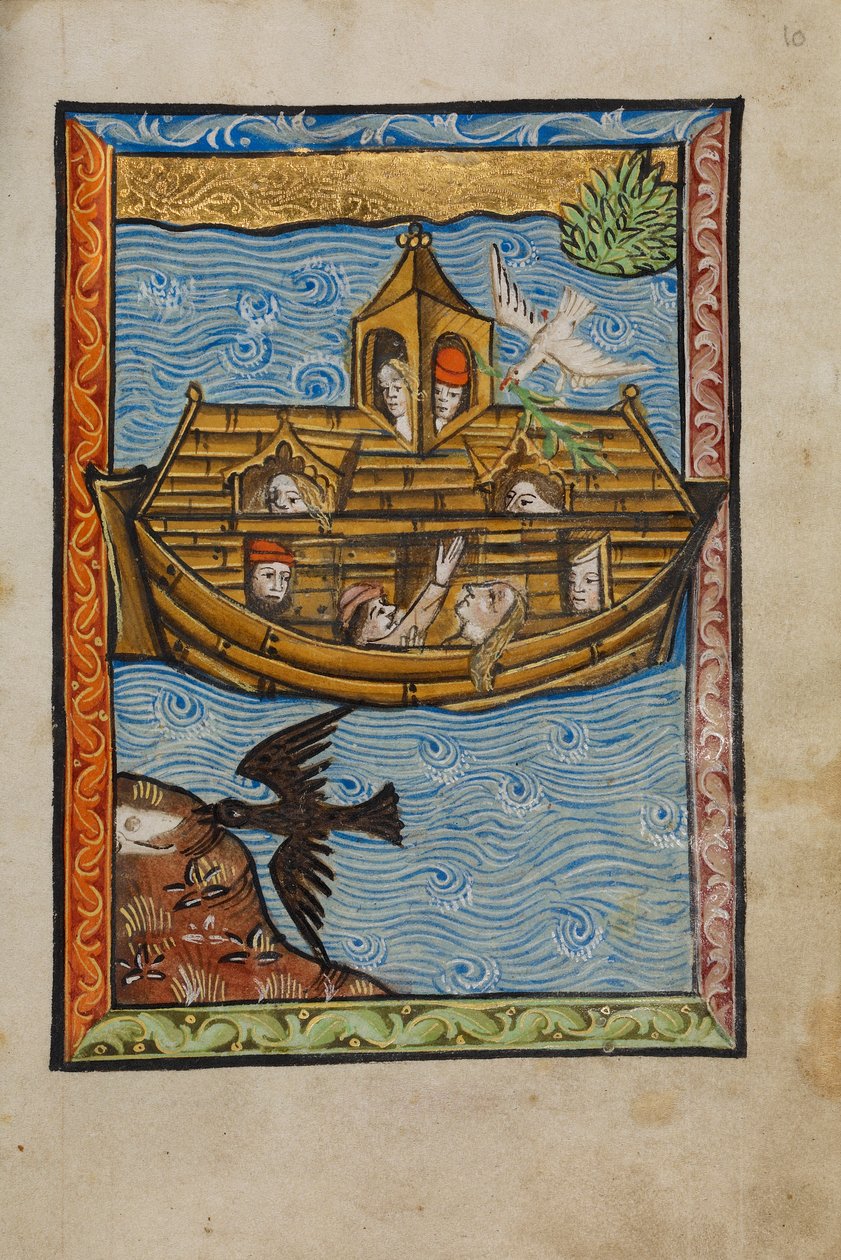 Arca de Noé, 1480-90 (têmpera e folha de ouro em pergaminho) de English School