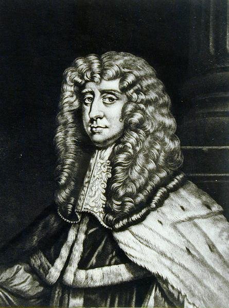 Retrato de Robert Bruce, Conde de Ailesbury (d.1685) gravado por Richard Earlom (1743-1822) e Charles Turner (c.1773-1857) de Personagens Ilustres da História Britânica (mezzotint) de English School