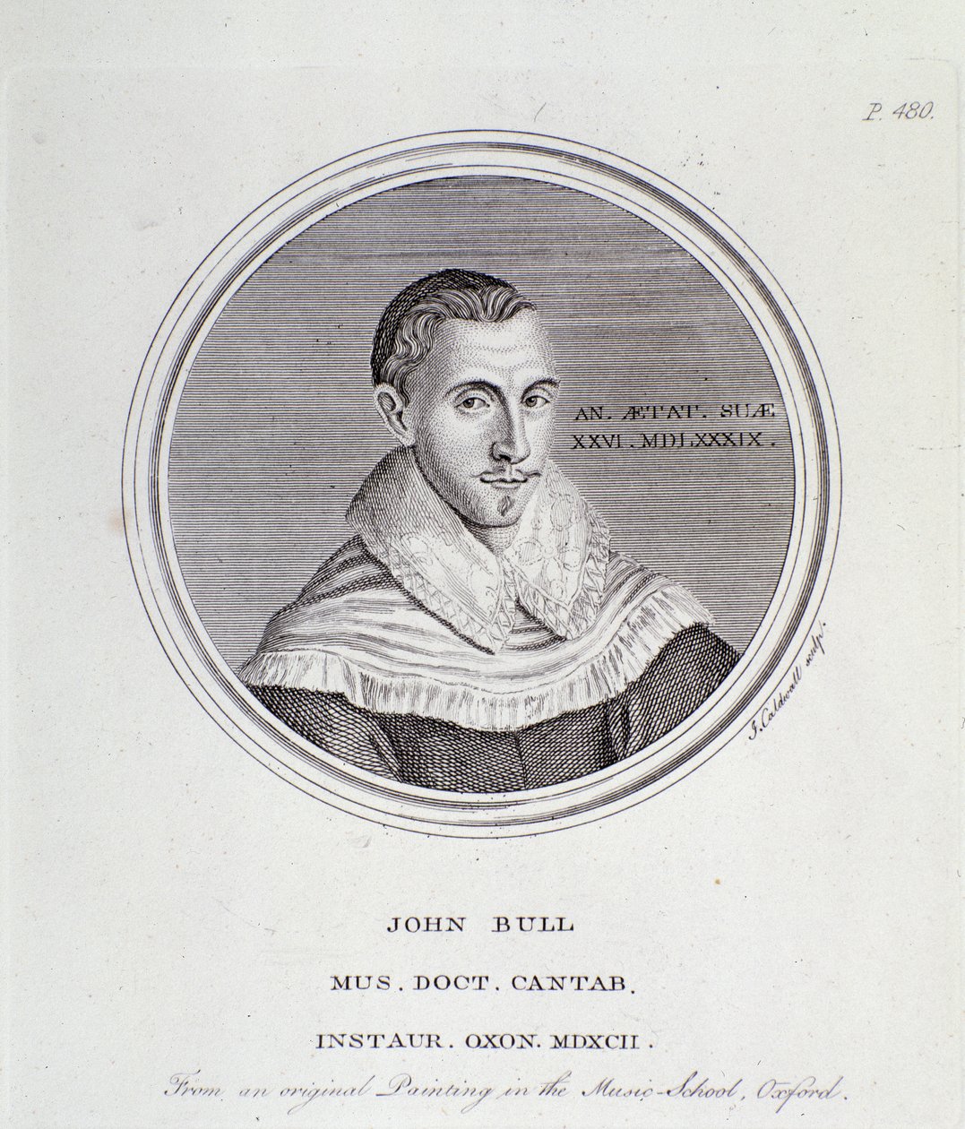 Retrato do compositor inglês John Bull (1562-1628) de English School