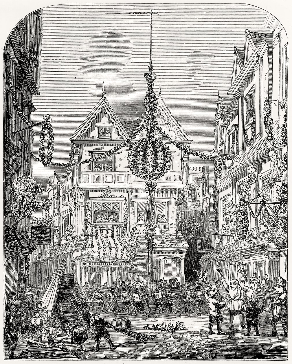 Rejoicings na restauração de Charles II (1630-85) maio 1660 de English School
