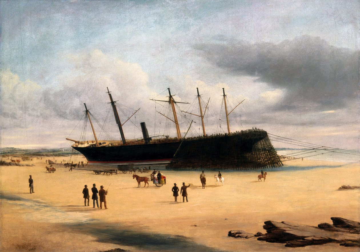 SS Grã-Bretanha em terra na Baía de Dundrum, Irlanda, 1846 de English School