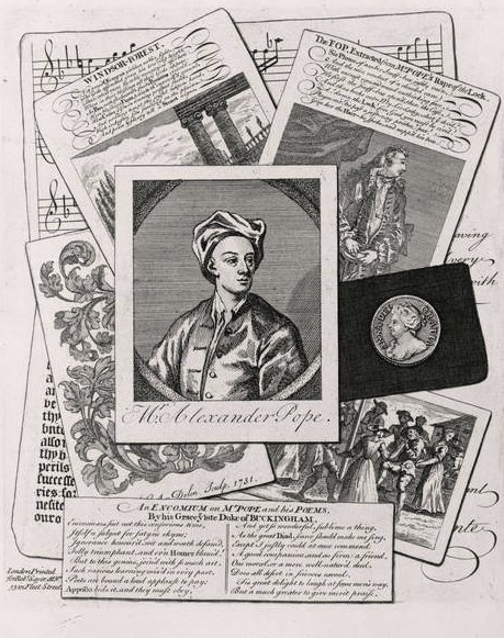 Sátira sobre as obras de Alexander Pope (1688-1744) de English School