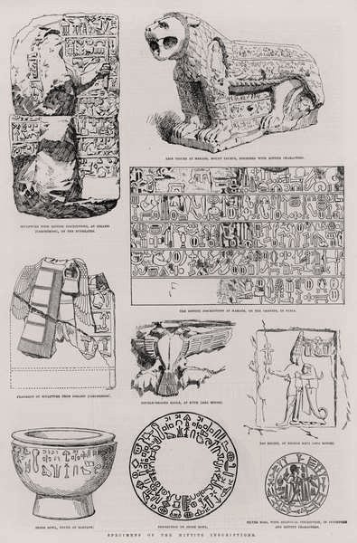 Espécimes das inscrições hititas, de The Illustrated London News, 26 de março de 1887 de English School