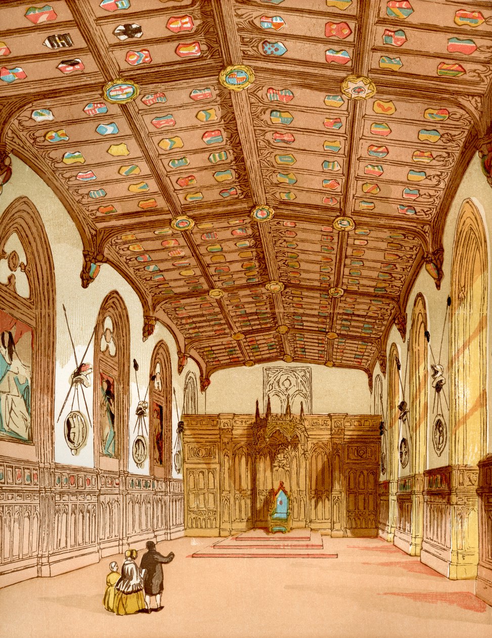 St. Georges Hall, Castelo de Windsor, Windsor, Inglaterra, da velha Inglaterra: A Pictorial Museum, pub. 1847 de English School