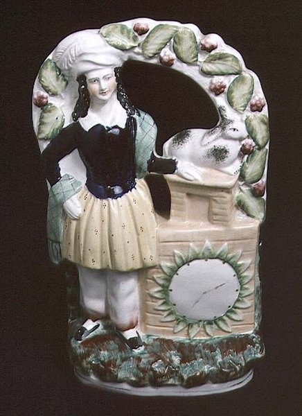 Figura de Staffordshire de um homem com um coelho de 1840 (cerâmica) de English School
