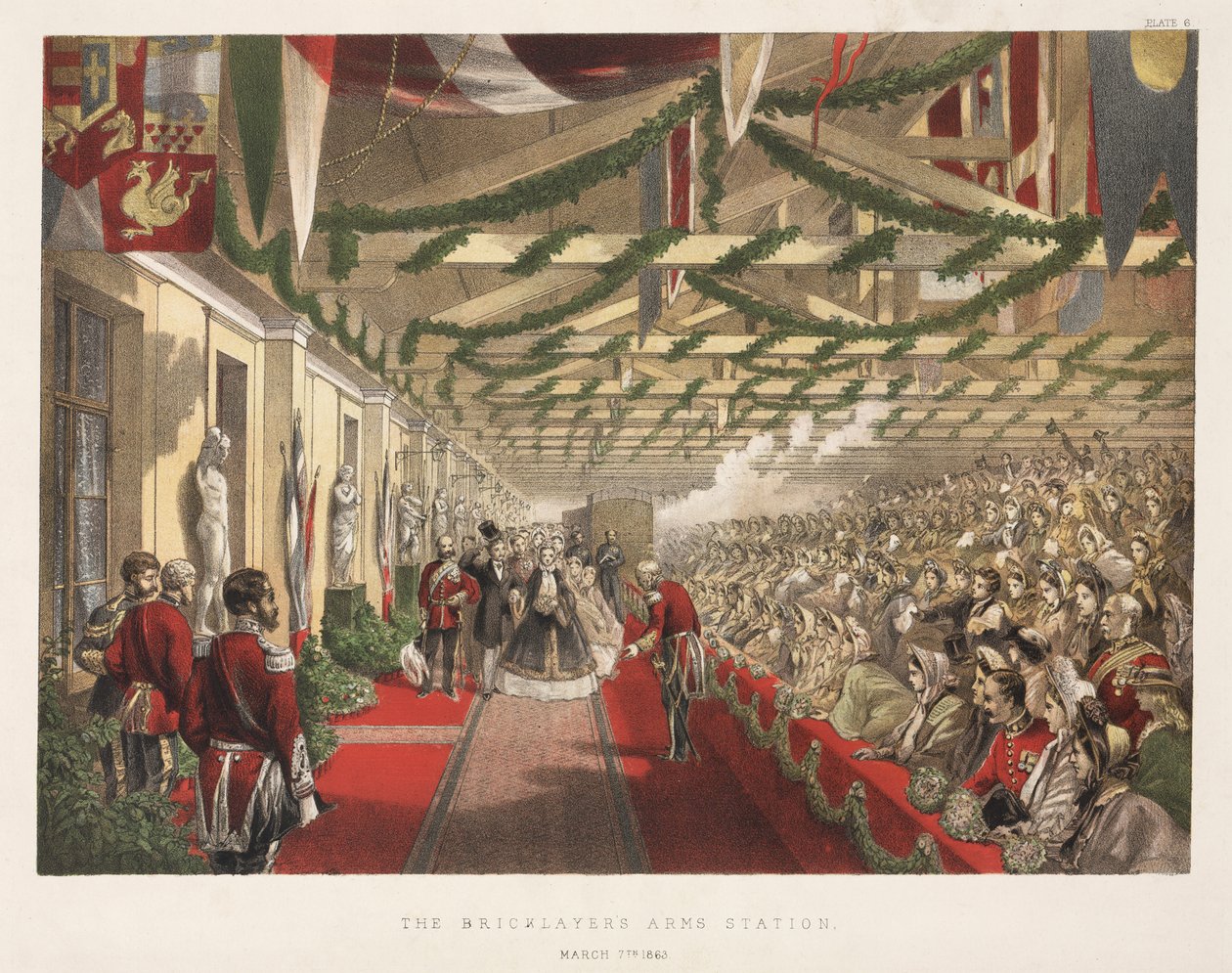 A chegada da princesa Alexandra (1855-1925) na estação de armas de pedreiros, 7 de março de 1863 de English School