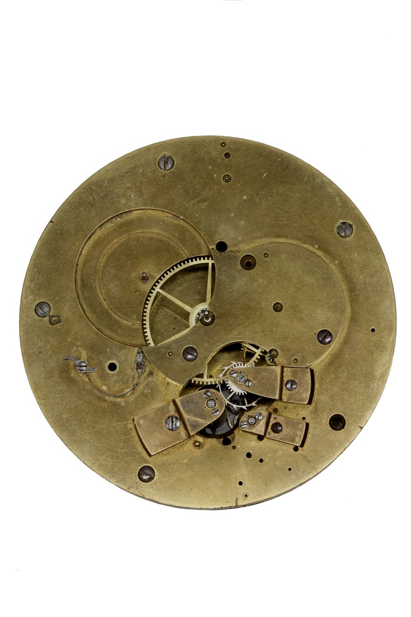 A placa frontal do movimento Cumming, c.1767 (metal) de English School