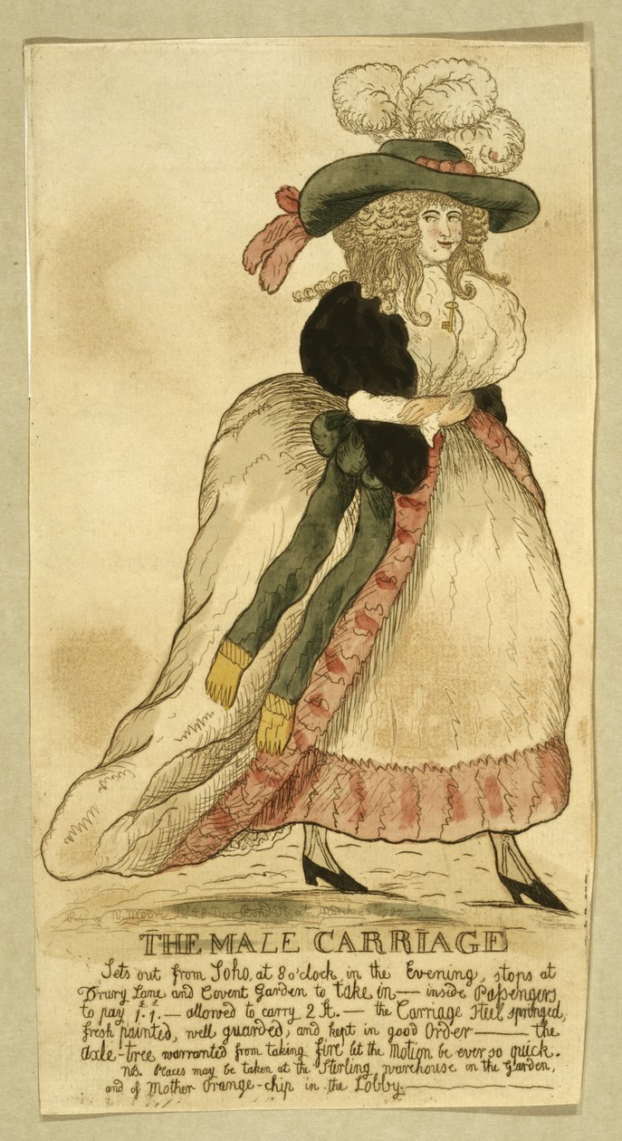 O transporte masculino, pub. N. Moore, Londres, 25 de março de 1787 (gravura colorida à mão) de English School