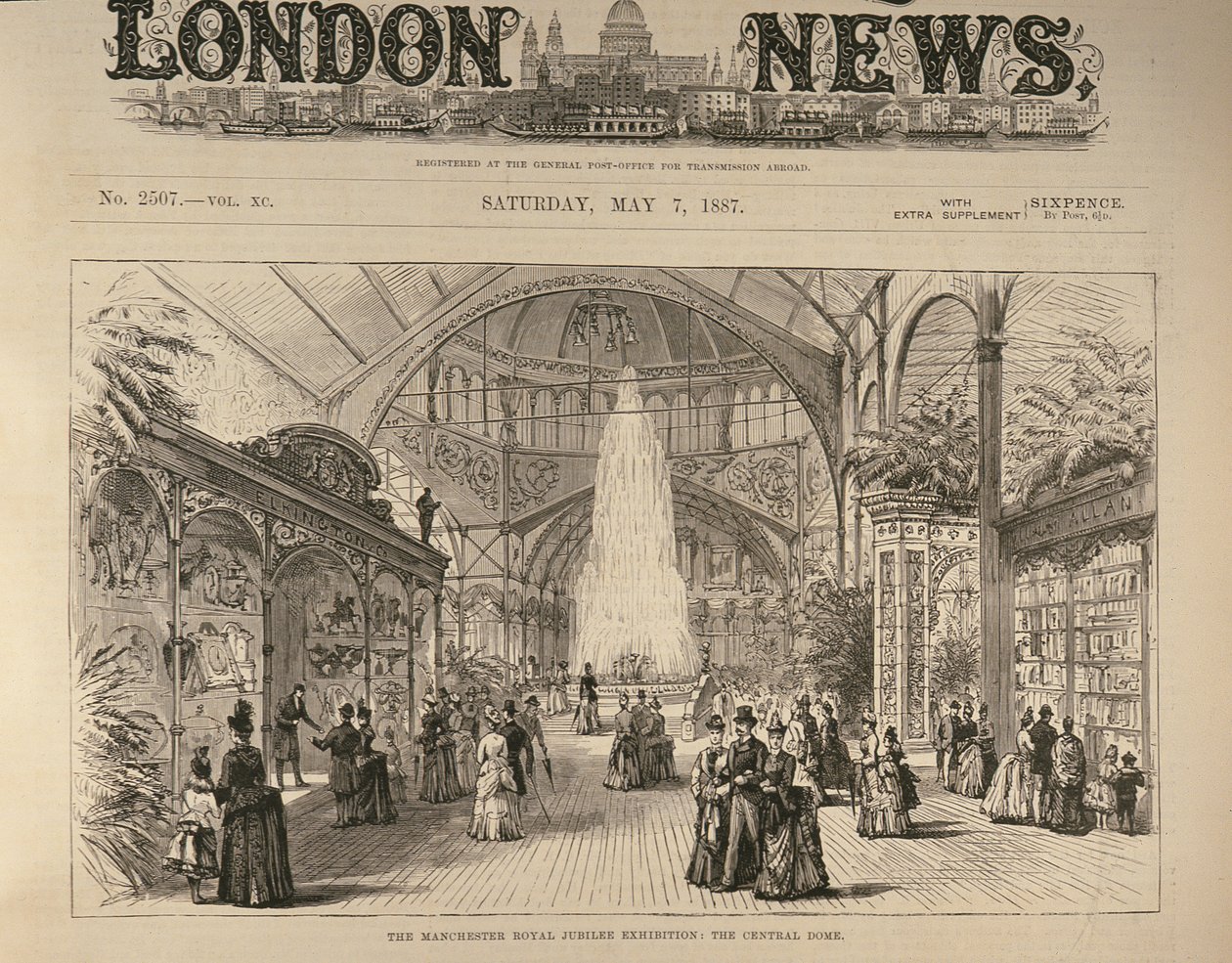 A Exposição do Jubileu Real de Manchester: The Central Dome, de The Illustrated London News, 7 de maio de 1887 de English School