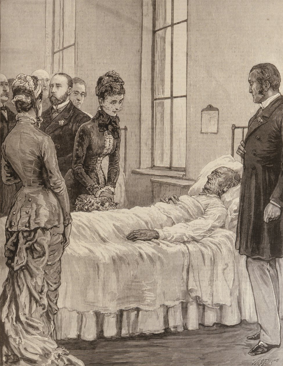 O Príncipe e a Princesa de Gales Abrindo a Enfermaria de Marylebone, Notting Hill: A Princesa Visitando os Pacientes, de The Illustrated London News, 7 de setembro de 1881 de English School
