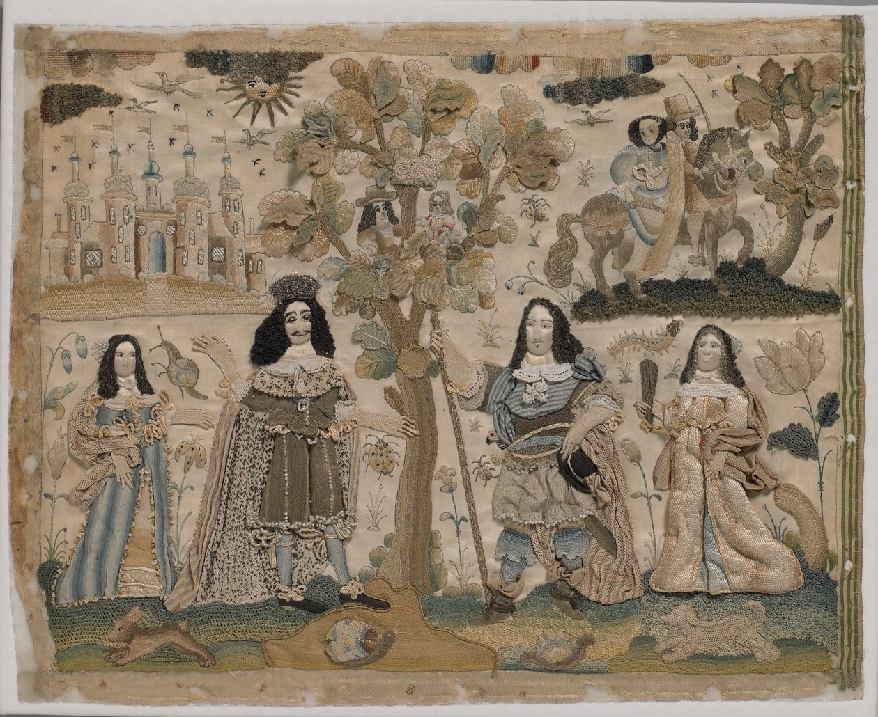 A Restauração do Rei Carlos II, c.1665 (bordado de seda) de English School