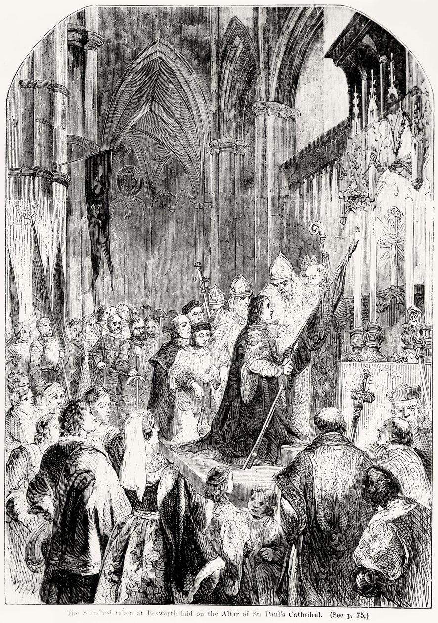 O Padrão tirado em Bosworth foi estabelecido no Altar da Catedral de São Paulo em 1486 de English School