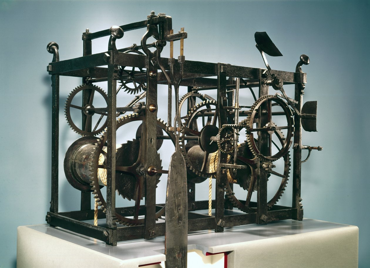 Relógio de torre feito por William Clement de Londres para Kings College, Cambridge, 1671 (ferro) de English School