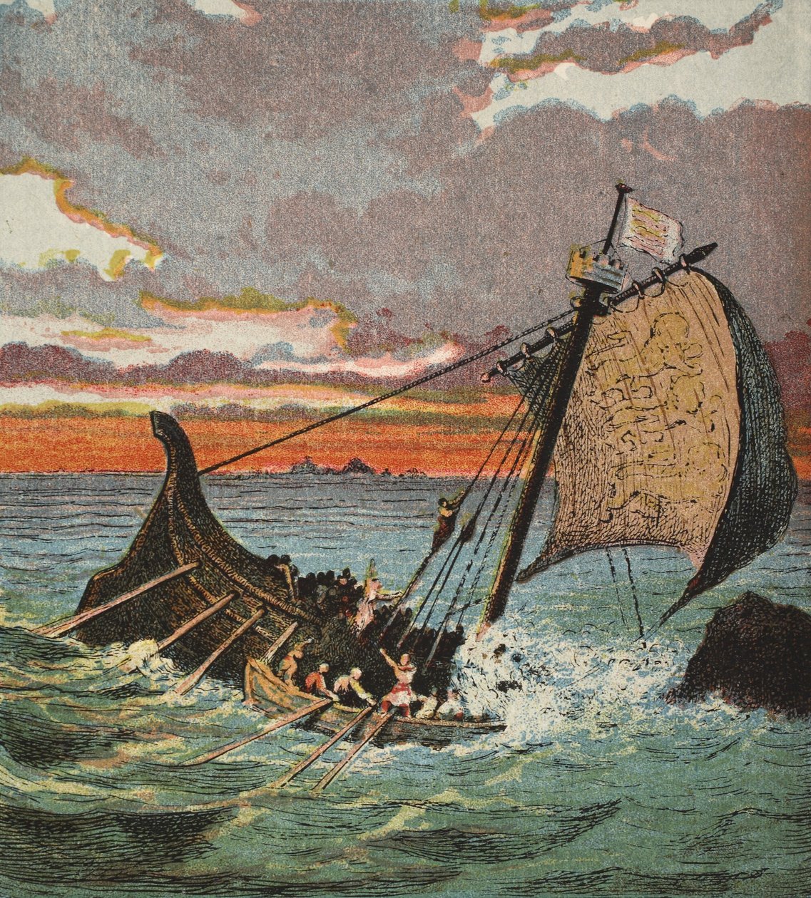 Naufrágio do navio branco, pub. 1890 de English School