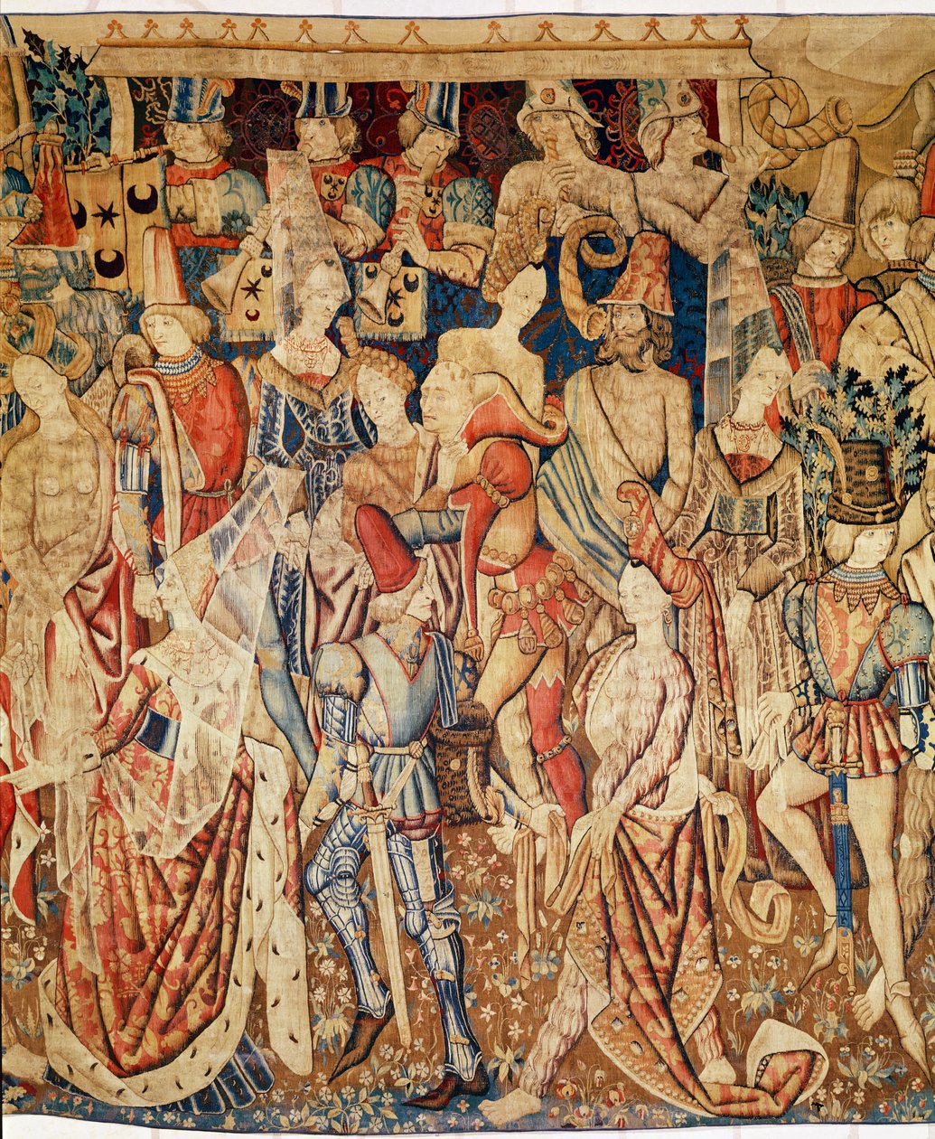 Bal des Sauvages, detalhe da seção central, c.1500 de Flemish School