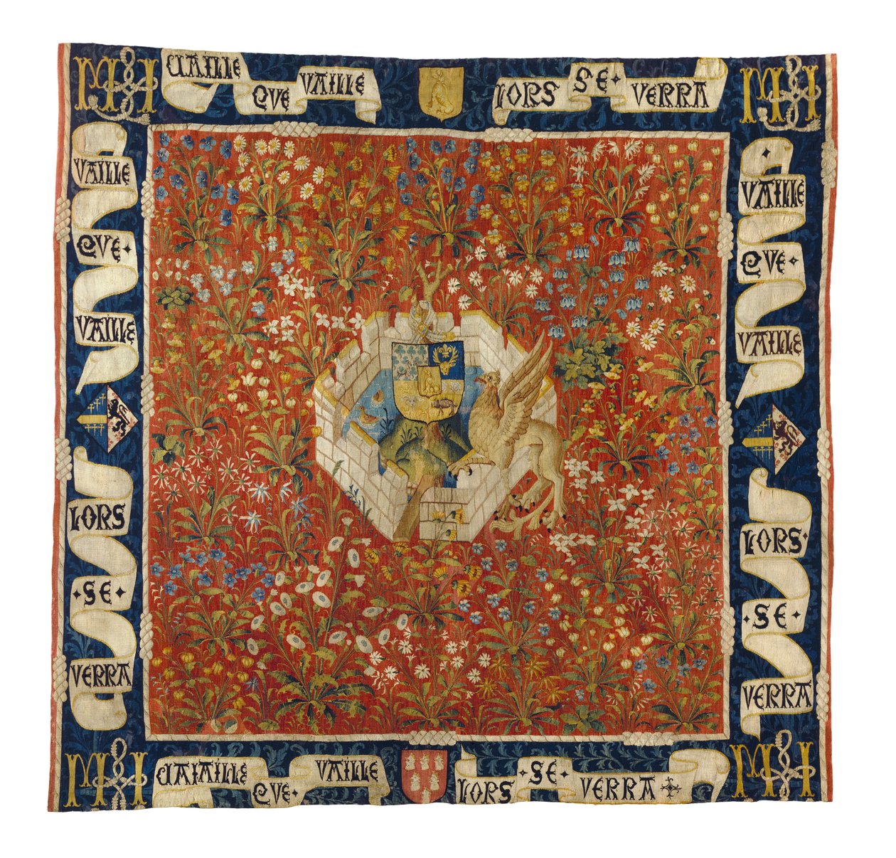 Tapeçaria Millefleurs, c.1520 (lã e seda) de Flemish School